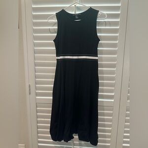 Forever 21 Black Midi Dress with White Stripe